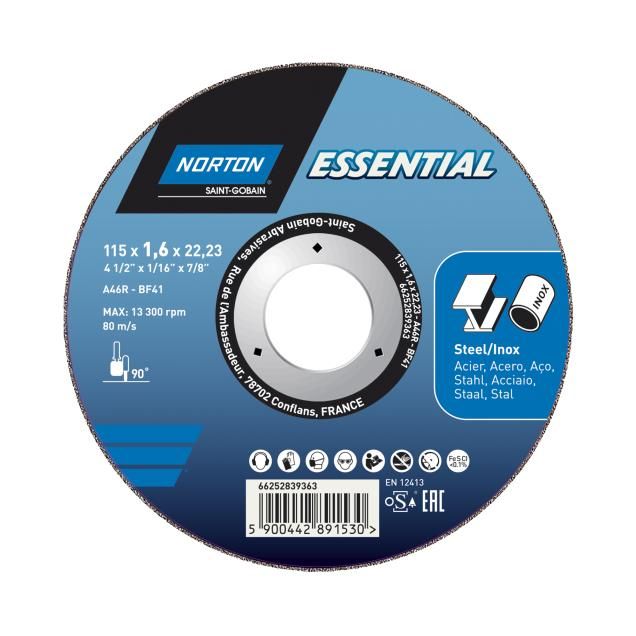 Norton Essential Thin wheel 115x1,6 Metal-Inox Type 41