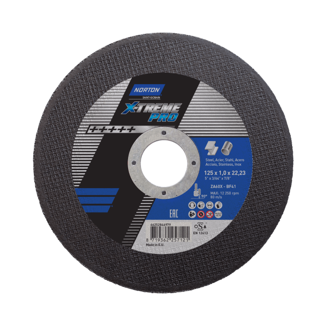 66252846979 Flat cutting off wheel Angle Grinder Norton X-Treme Pro-INOX-125x1x22.23