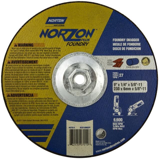 のりのり Norton NorZon Plus SGZ CA Type 27 Foundry Grinding Wheel