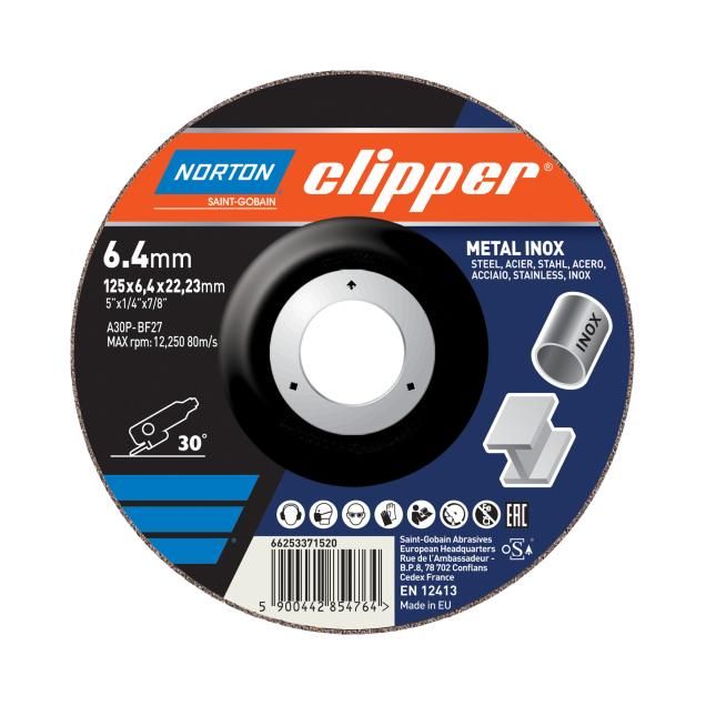 66253371520  Norton Clipper 125x6,4 MetalInox27 Thin wheel