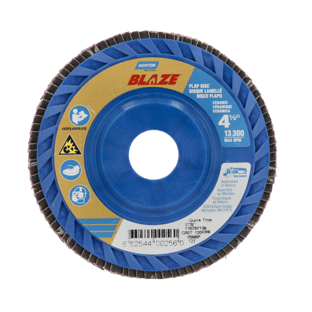 Norton Blaze R980P CA Medium Grit Center Mount Plastic Flat Flap