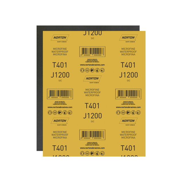 66254408468 - FOLHA DE LIXA MICROFINA T401 GRÃO 1200 NORTON 230X280MM (ANG 3)