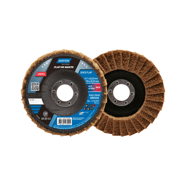 66261122500 - FLAP DISC NORTON - FLAP DE MANTA - GRAO GROSSO - 115 X 22,23 MM (ANG 3)