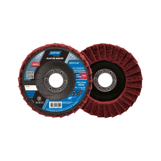 66261122503 - FLAP DISC NORTON - FLAP DE MANTA - GRAO MEDIO - 115 X 22,23 MM (ANG 3)