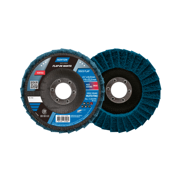 66261122504 - FLAP DISC NORTON - FLAP DE MANTA - GRAO MUITO FINO - 115 X 22,23 MM (ANG 3)