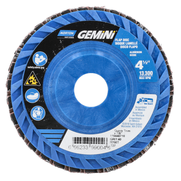 Norton Gemini R766 ZA Coarse Grit Center Mount Plastic Flat Flap