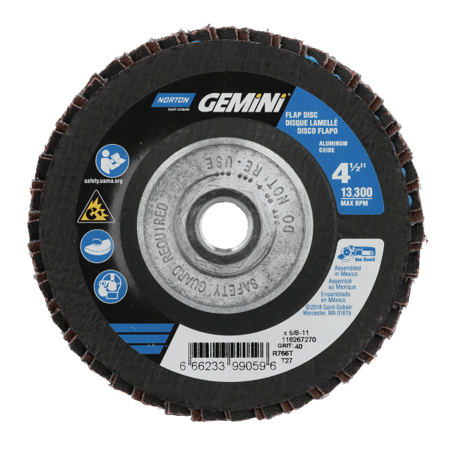 Norton Gemini R766 ZA Coarse Grit Arbor Thread Fiberglass HD Flat