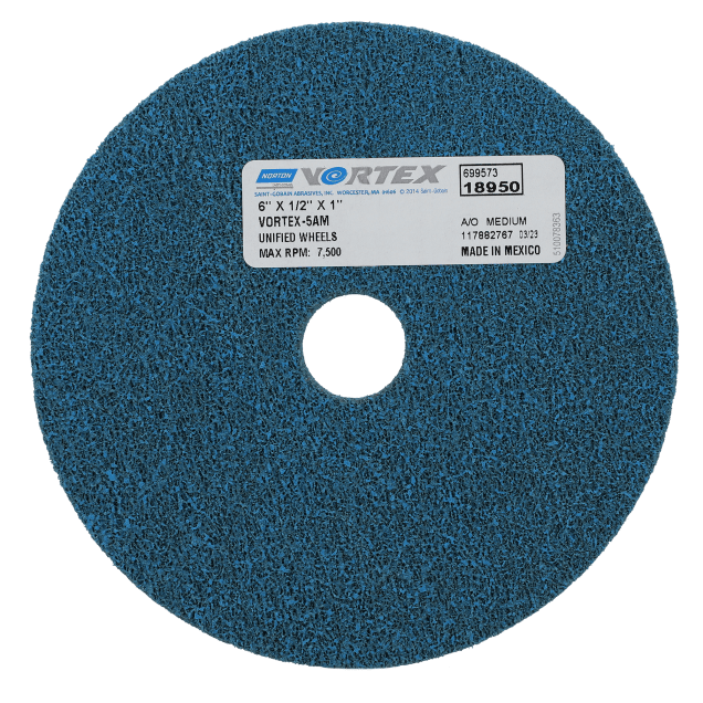 Norton Vortex Rapid Blend AO Medium Grit NonWoven Arbor Hole Unified