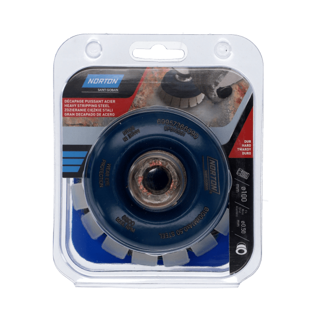 Brushes Angle grinder Cup with guard Knotted Steel 100 - Norton
