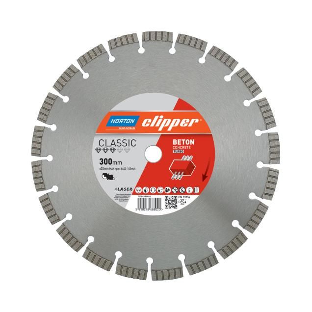 70184694468 Norton Clipper Classic Beton Concrete Turbo 300mm Diamond Blade