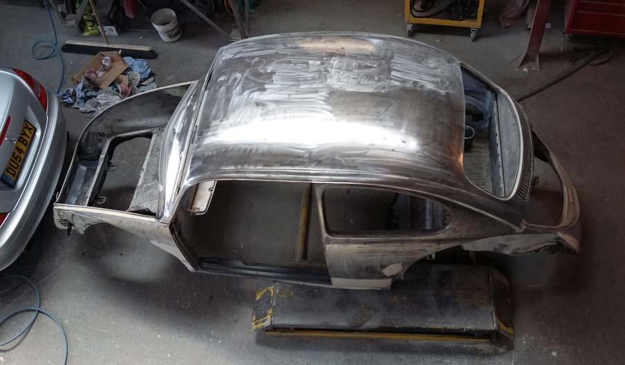 cleaned roof of vw beetle