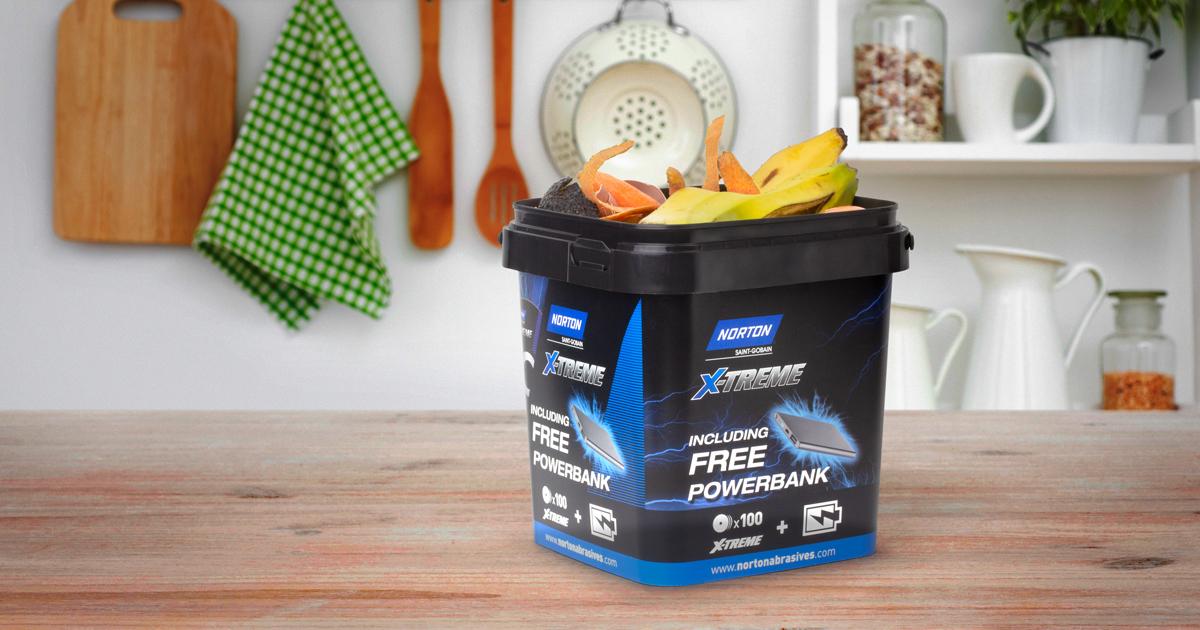 Plastic tub upcycled to be a compost bin