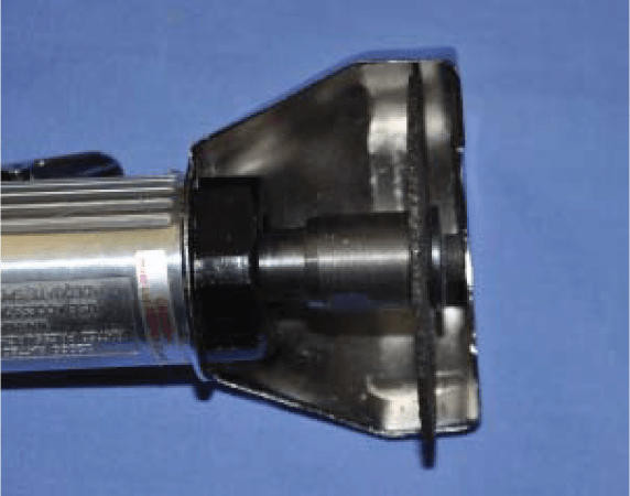 Correctly guarded and mounted cut-off wheel on a cut-off grinder