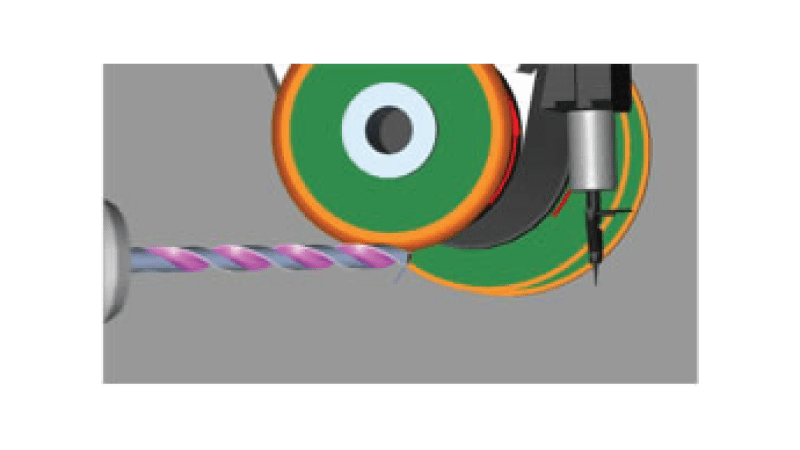 Flute grinding with a straight faced wheel