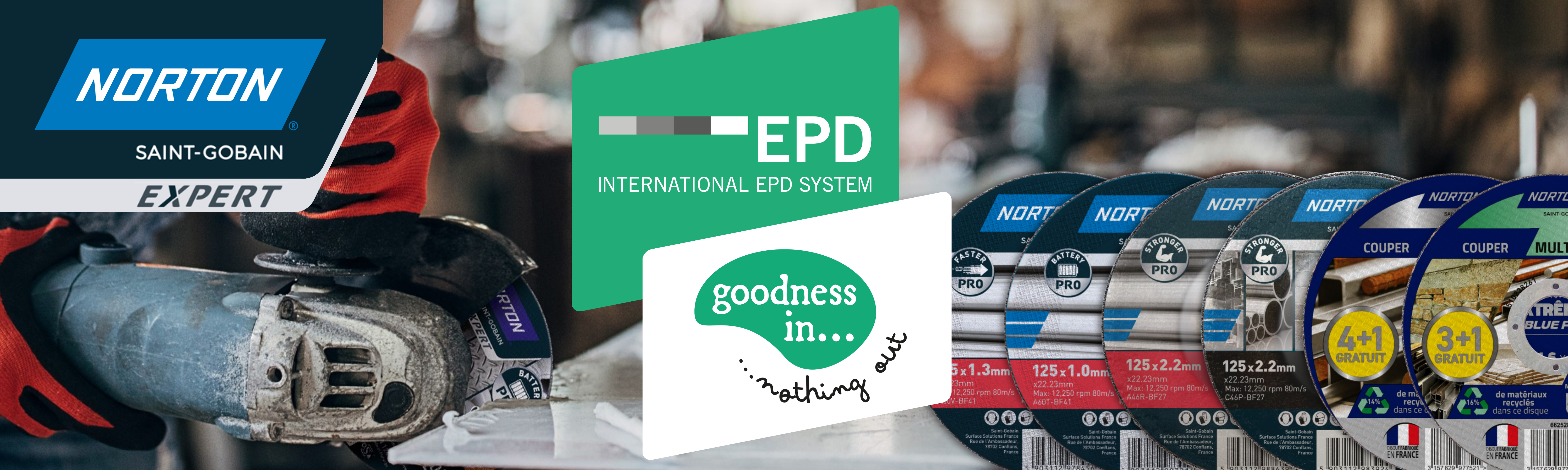 EPD logo met Norton Exper slijpschijven banner