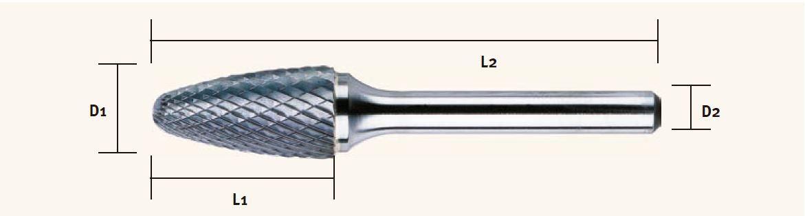 Dimensiones de la fresa de carburo de tungsteno flexovit